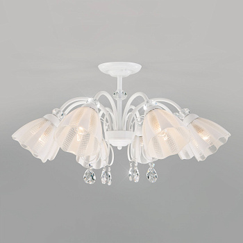 Потолочная люстра с плафонами 8*E27 60Вт белый IP20 Floranse (30155/8 белый) Eurosvet