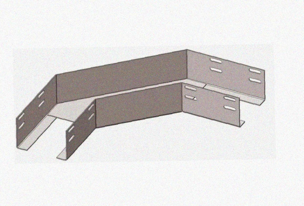 Лоток угловой глухой КГГ 400х65-90 УХЛ2,5 поворот на 90, оцинкованный лист S1,0