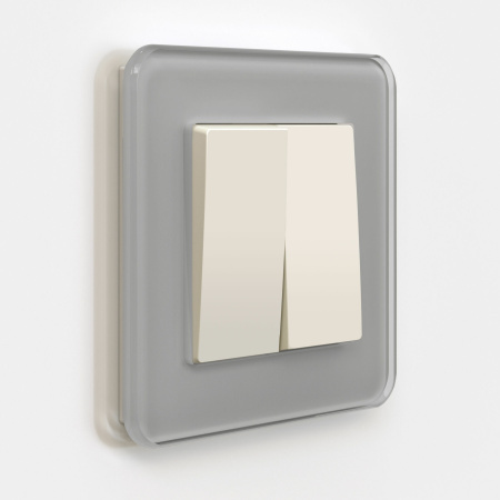 Выключатель двухклавишный проходной (айвори матовый) СУ IP20 Werkel