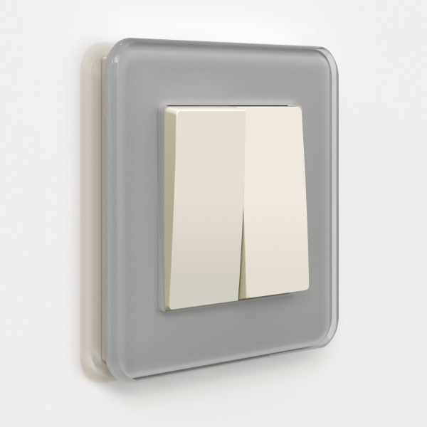 Выключатель двухклавишный проходной (айвори матовый) СУ IP20 Werkel