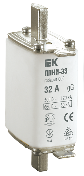 Плавкая вставка предохранителя ППНИ-33 габарит 00С 32А IEK