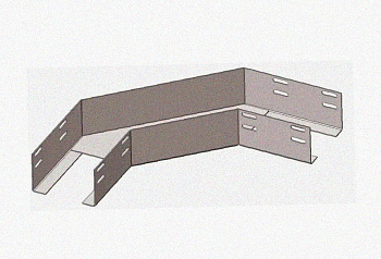 Лоток угловой перфорированный КГ 200х80-90 УХЛ1, поворот на 90, оцинкованный лист S1,5
