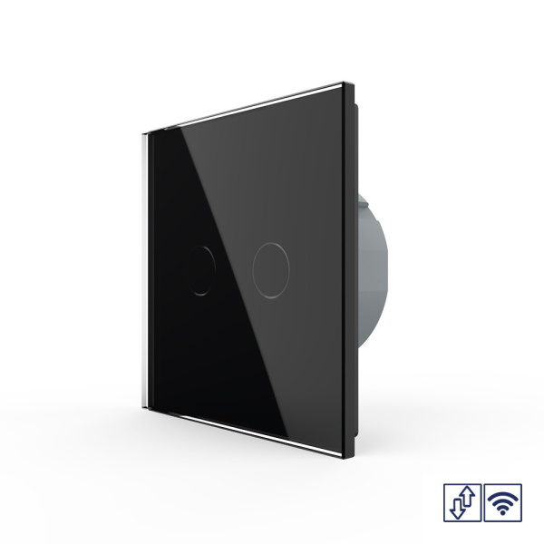 Сенсорный радиоуправляемый выключатель для жалюзи 2 клавиши 1 модуль Черный Livolo