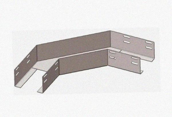 Лоток угловой перфорированный КГ 200х80-90 УХЛ1, поворот на 90, оцинкованный лист S1,5