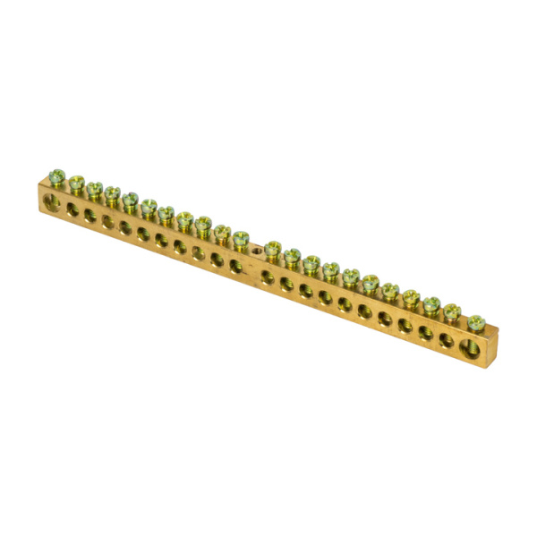 Шина PEN "ноль-земля" (8х12мм) 22 отверстия латунь крепеж по центру PROxima EKF