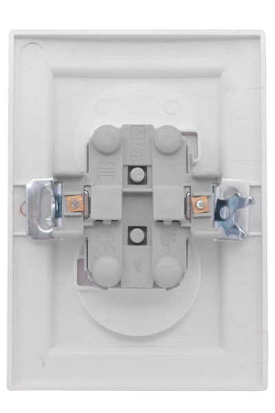 Минск Розетка 2-местная СП без заземления 10А белая с защ, штор, EKF