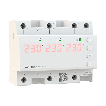 Реле напряжения 6 мод.63А на DIN-рейку 3х1ф, 3ф 220-380V Welrok