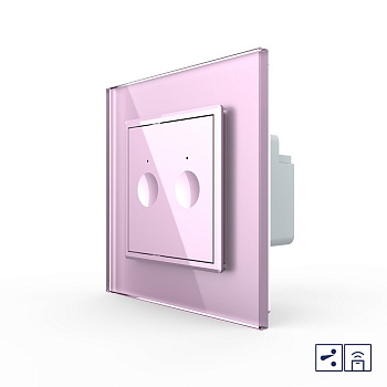 Двухклавишный проходной сенсорный выключатель Module с функцией радиоуправления, цвет розовый Livolo