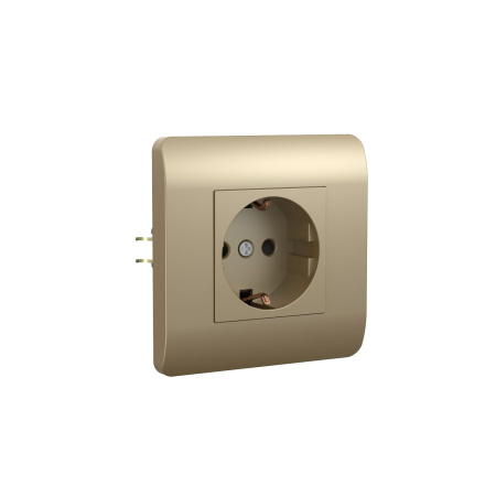 Розетка с/з со шторками, 16А, шампань NEW3-E CHINT