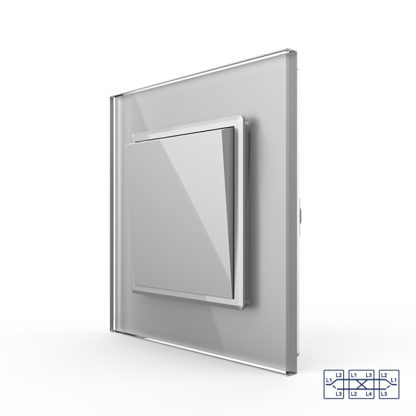 Одноклавишный перекрестный механический выключатель 1 пост, цвет серый Livolo