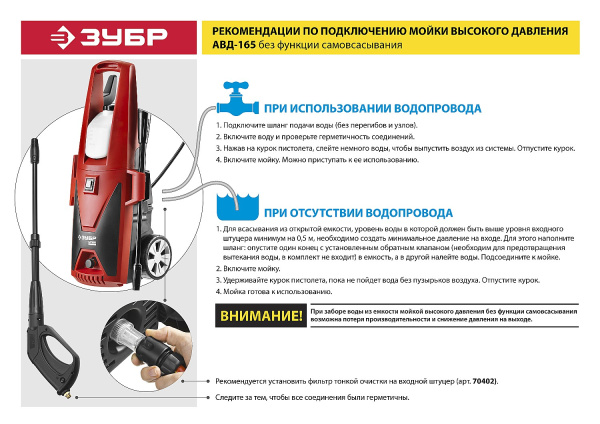 Мойка высокого давления 165 Атм, 2400 Вт, М-165 ЗУБР