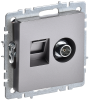 BRITE Розетка двойная TV+RJ45 кат.5E РТВ/РК12-БрС сталь IEK