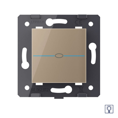 Одноклавишный сенсорный диммер Quadro, цвет золотой (механизм) Livolo