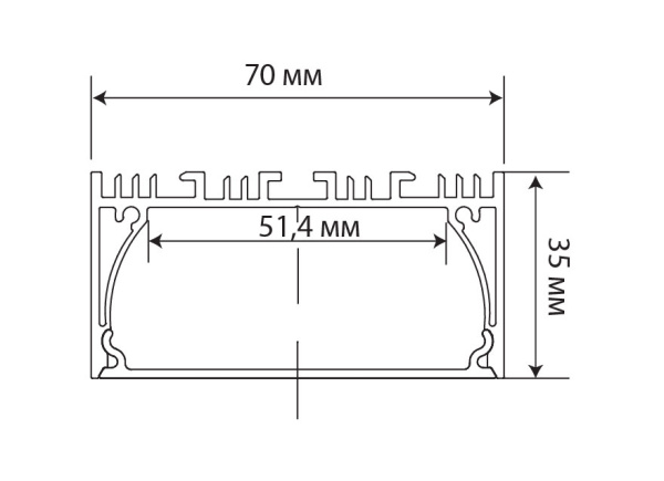Donel Накладной алюминиевый профиль, 70х35х3000. Цвет: Анодированное серебро,Серия:DN8ALE