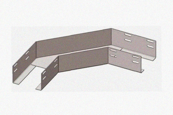 Лоток угловой глухой КГГ 250х65-135 УТ1,5 поворот на 135, оцинкованный лист S1,5