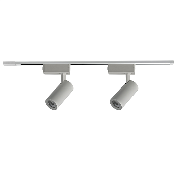 07-40 Комплект из 2 трековых свет-ов на шинопроводе 2х10Вт, 230В/50Гц, 1600лм, 4000К, IP20, белый, 500х50х150мм, накладной однофазный шинопровод, алюм