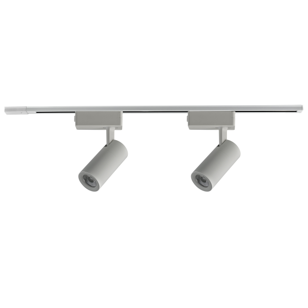 07-40 Комплект из 2 трековых свет-ов на шинопроводе 2х10Вт, 230В/50Гц, 1600лм, 4000К, IP20, белый, 500х50х150мм, накладной однофазный шинопровод, алюм