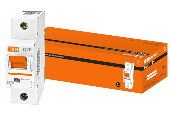 Выключатель автоматический ВА МОД ВА47-125 1П 20А 15кА D TDM