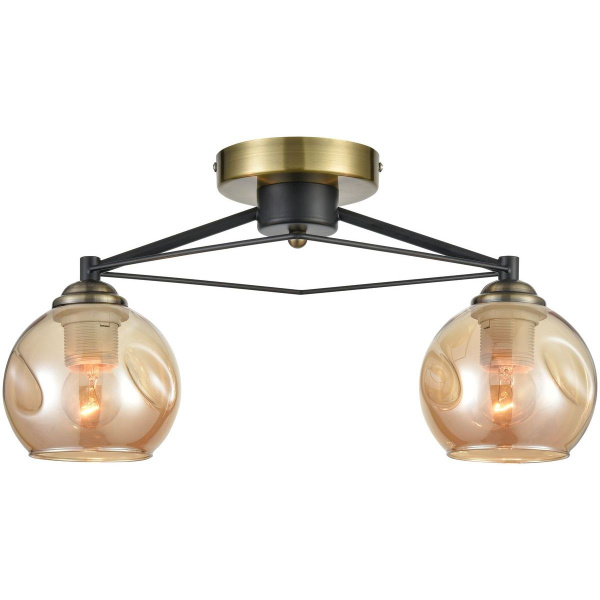 Светильник потолочный Черный, Бронзовый/Янтарный E27 2*60Вт 769-527-02 VELANTE