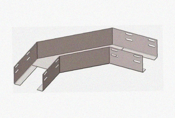 Лоток угловой замковый перфорированный КГЗ 200х50-90 УТ1,5 поворот на 90, оцинкованный лист S1,5