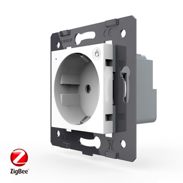 Розетка ZigBee (Wi-Fi) с з/з с защитными шторками 16A, цвет белый (механизм) Livolo