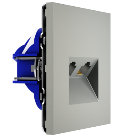 Розетка компьютерная встраиваемая Voltum S70 двойная RJ45+RJ45 КАТ.6, (сталь)