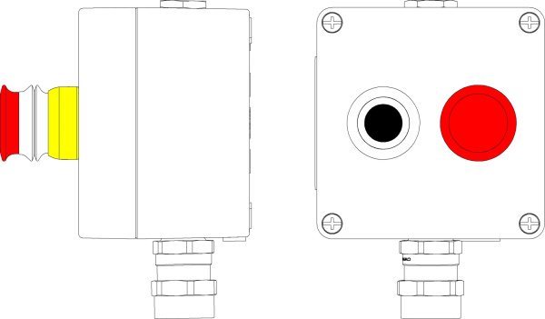 Взрывозащищ. пост упр. из алюминия CPE-A-12-(1xP1B(11)-1xP6E(11))-1xEXD6050-M20SB-1x6018AASBKGM2SB(D)1Ex d e IIC T6 Gb / Ex tb IIIC T80°C Db IP66 DKC
