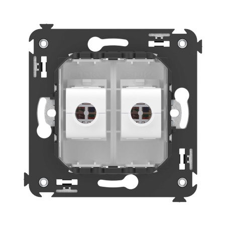 Компьютерная розетка RJ-45 без шторки в стену, кат.5е двойная, "Avanti", "Белое облако" DKC