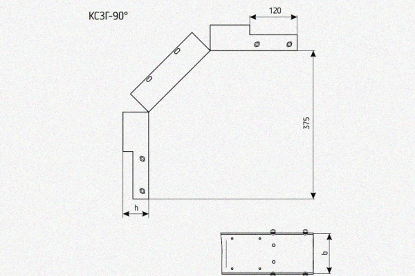 Лоток замковый глухой КСЗГ 200х100-90 УХЛ1 для поворота трассы вниз на 90, горячее цинкование S1,0