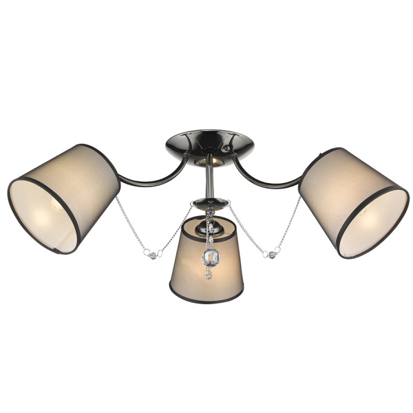 Люстра потолочная Темный хром/Бежевый, Прозрачный E14 3*60Вт 297-127-03 VELANTE