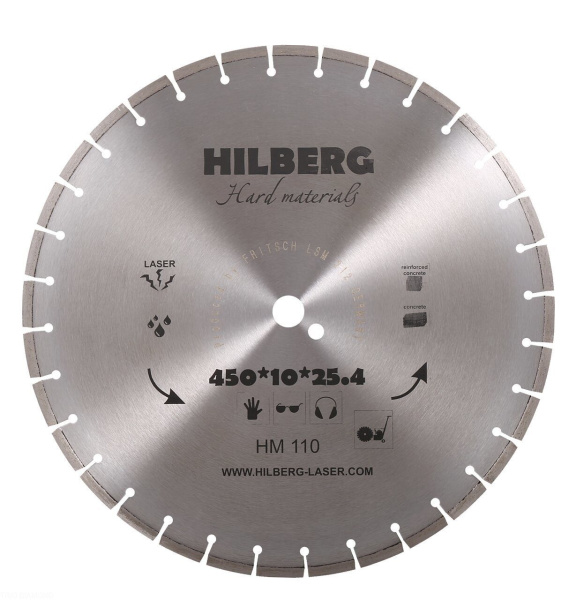 Диск алмазный отрезной 450*25,4*12 Hard Materials Лазер HM110 Hilberg