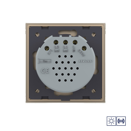 Сенсорный импульсный выключатель сухой контакт 2 клавиши 1 модуль Золотой Livolo