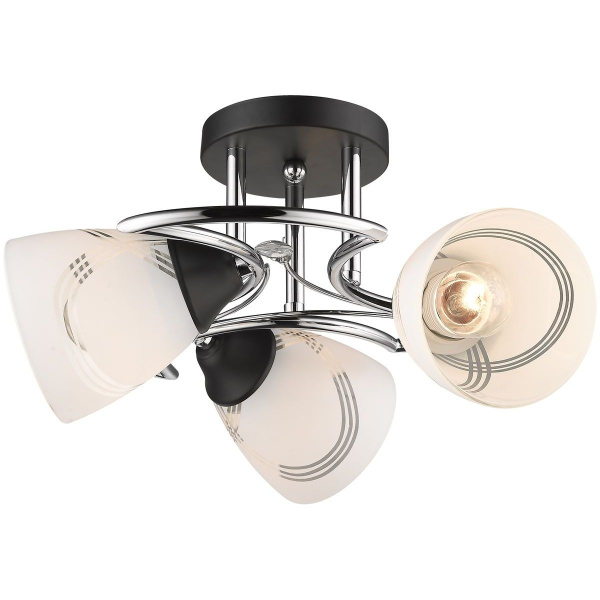 Люстра потолочная Хром, Черный/Белый с узором E27 3*60Вт 735-107-03 VELANTE