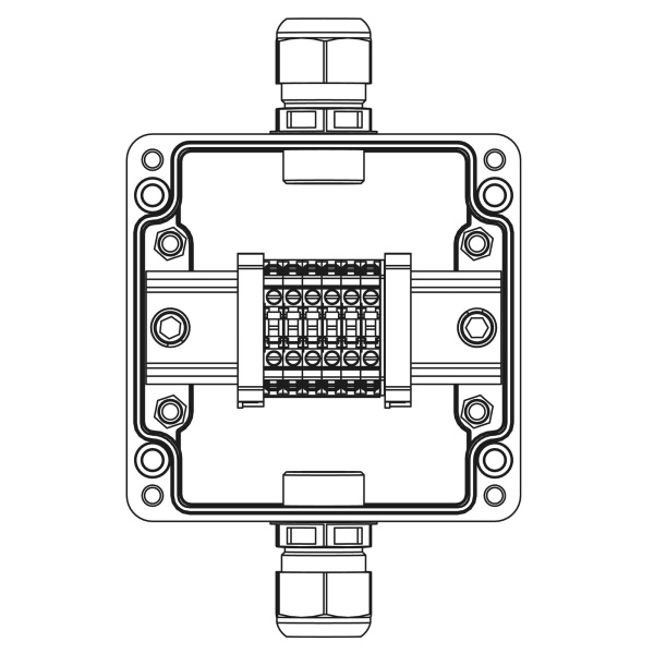 Взрывозащ. клемм. коробка из полиэстера TBE-P-03-(6xCBC.4)-1xPACMP(A)(C)1Ex e IIC Т5 Gb / Ex tb IIIC T95°C Db IP66 DKC