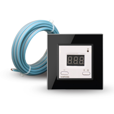 Терморегулятор Welrok ST для рамки LIVOLO с электронным управлением, датчик пола 3 м, цвет белый с черной рамкой Терморегулятор Welrok ST для рамки LIVOLO с электронным управлением, датчик пола 3 м, цвет белый с черной рамкой