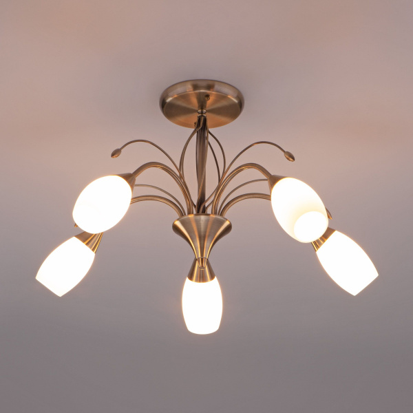 Потолочная люстра 5*E14 40Вт античная бронза IP20 Ginevra (30280/5 античная бронза) Eurosvet