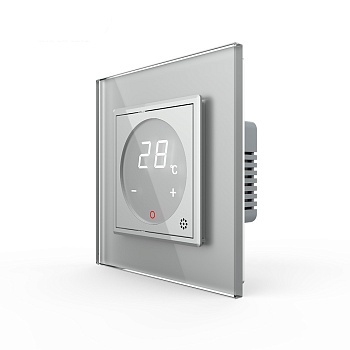 Терморегулятор пола 16А, сенсорное управление, датчик воздуха, 1 пост, цвет серый Livolo