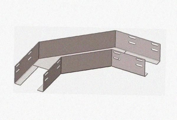 Лоток угловой перфорированный КГ 200х100-135 УТ1,5 поворот на 135, оцинкованный лист S1,5