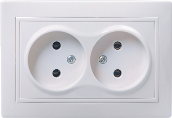 Розетка 2-местная РС12-2-КБ без з/з без защитной шторки 10А КВАРТА белый IEK