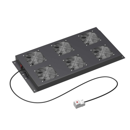 Потолочный модуль 6 вентиляторов с термостатом для крыши напольных 19" IT-корпусов ДКС серии CQE шириной 800мм, RAL7011 DKC