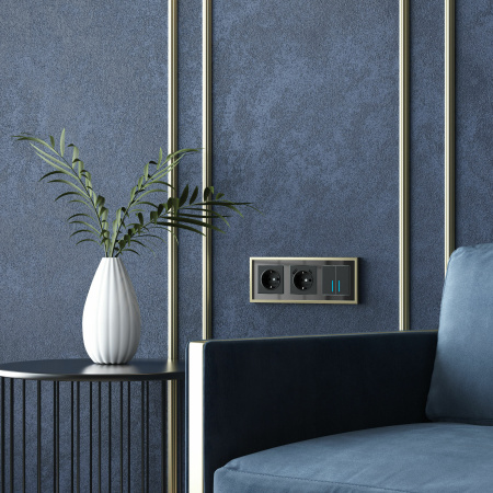 Baguette Рамка на 3 поста (черный/латунь) Werkel