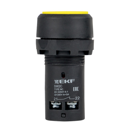 Кнопка SW2C-11 с фиксацией желтая NO+NC PROxima EKF