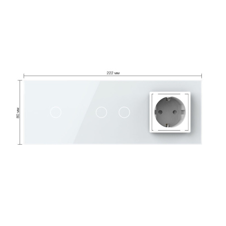 Сенсорный выключатель комб. на 3 линии 1 розетка 3 модуля Белый Livolo