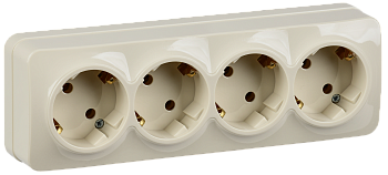 Розетка четырехместная ОУ РС24-3-ХК с з/з 16А GLORY кремовый IEK