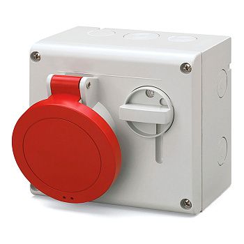 Розетка настенная с механической блокировкой и верхним расположением разъема IP44 16А 3P+E 400В DKC