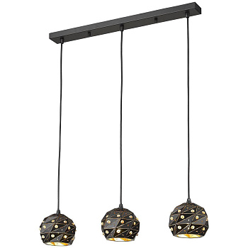 Светильник подвесной Черный/Черный, Золото, Прозрачный E27 3*60Вт WE263.03.026 WERTMARK