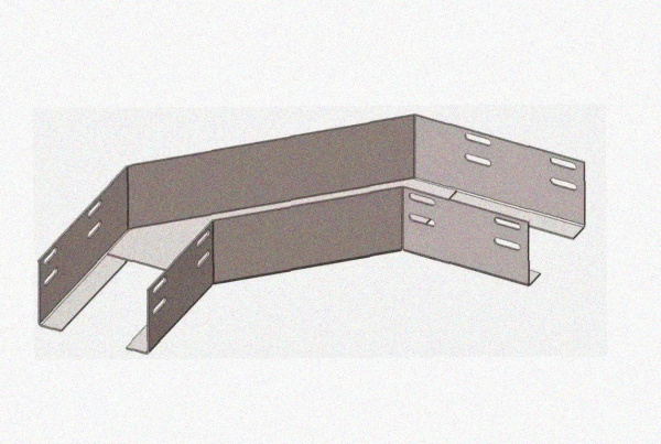 Лоток угловой замковый перфорированный КГЗ 300х65-90 УХЛ1 поворот на 90, оцинкованный лист, S1,5