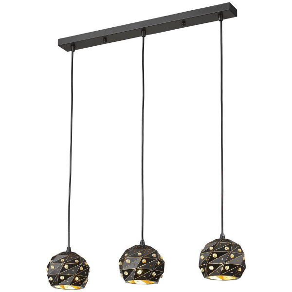 Светильник подвесной Черный/Черный, Золото, Прозрачный E27 3*60Вт WE263.03.026 WERTMARK