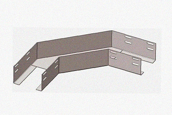 Лоток угловой глухой КГГ 300х65-135 УХЛ1 поворот на 135, оцинкованный лист S1,5