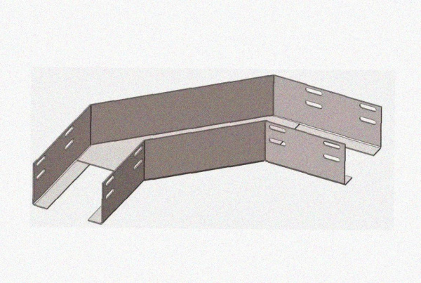 Лоток угловой глухой КГГ 300х65-135 УХЛ1 поворот на 135, оцинкованный лист S1,5